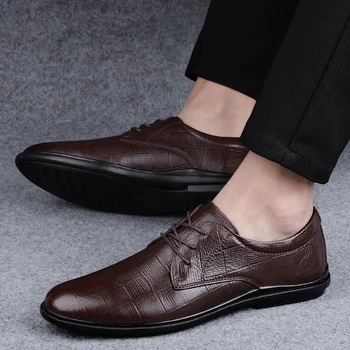 RONGLAI klasikinis verslo vyrų oficialų odiniai batai mados elegantiškas oficialią vestuvių bateliai vyrai office derby batai vyriški juodos spalvos naujas