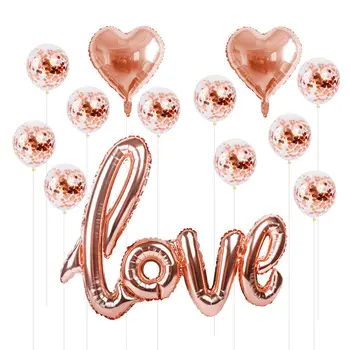 Rose Aukso Folija Balionas Nustatyti Helio Konfeti Gimtadienis, Vestuvės Meilės Apdailos Baby Shower Nuotakos Šalis Apdaila