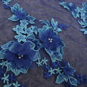 Royal Blue Vestuvių Šydas, 3 Metrų Ilgio Perlų Gėlių Appliques Nuotakos Šydu su Korių, Vieno Sluoksnio, Mėlynos Uždangos Vestuvių Priedai