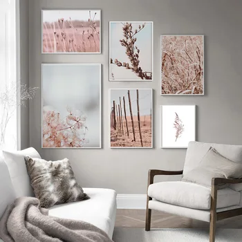 Rožinė Nendrių Žolės, Gėlių, Augalų Sienos Paveiksl Abstrakčiai Gražus Paveikslai Tapyba Namų Dekoro Freskos Plakato Nuotraukas Kambarį