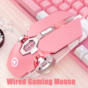 Rožinė Pelės USB Laidinio Žaidimų Pelės Ergonomiškas 7 Klavišus Silent Mouse Spalvinga Apšvietimu, skirtą Staliniams kompiuteriams/Notebook Žaidimas Pelėms Mergina, Moteris