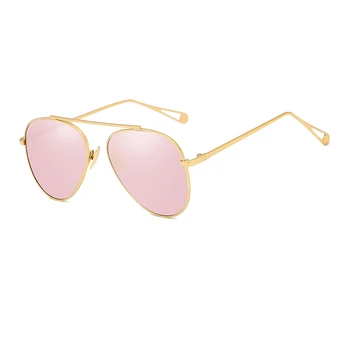 Rožinė veidrodis Piloto akiniai nuo saulės moterims, Metalinis rėmas prekės dizaineris moterų mados 2019 Stilingas Ponios Atspalvių moteriškas akiniai