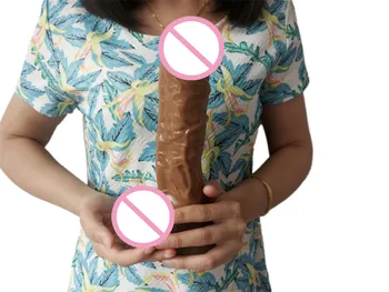 Ruda 23cm*4.5 cm ilgio tikroviškas dildo suaugusių moterų lesbiečių ir gėjų poros masturbuotis erotinis žaislas didelis vyras analinis kaištis varpos siurbimo taurės
