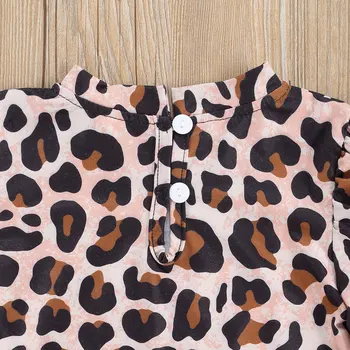 Rudens Mada Vaikams Mergaitėms Leopard Drabužių Rinkiniai 2vnt ilgomis Rankovėmis Megztinis T Marškinėliai Topai Pearl Nėrinių Lankas Tutu Sijonai