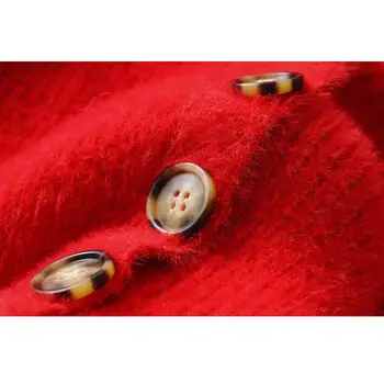 Rudenį 2019 Juodas Megztinis Moterų megztinis korėjos drabužių Mygtuką Iki sexy v Kaklo Kawaii Pasėlių Megzti Megztinis Streetwear sueter mujer