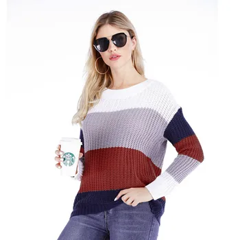 Rudenį ir žiemą 2020 naujas dryžuotas džemperis moterims prarasti vaivorykštė sweate žiemos drabužių moterims megztas megztinis