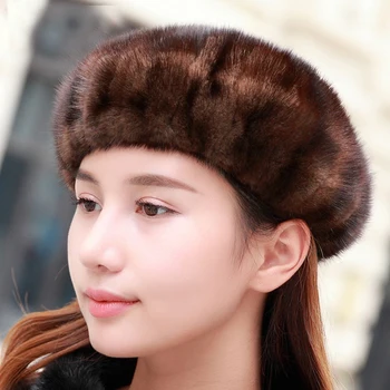 Rusijos Moterų Nekilnojamojo Audinės Kailiniai Skrybėlės, Beretės Moterų Žiemos Šiltos Kepurės Mados galvos Apdangalai