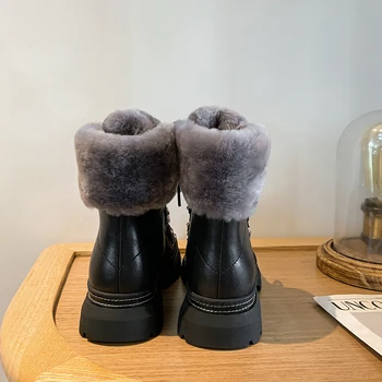 Rusijos Moterų žiemos batai Split oda +triušio kailiniai storio pliušinis pamušalas žiemą bateliai Diamond Europoje ir Amerikoje mados