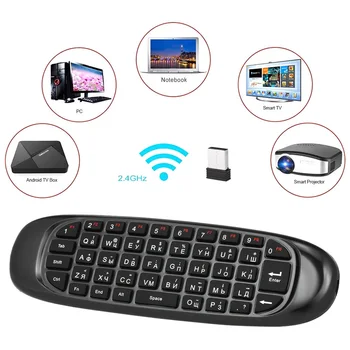 Rusų anglų Versija Klaviatūros Oro Mousefor Android TV BOX KOMPIUTERIO Klaviatūra 2.4 G Wireless Keyboard 6-Ašies Judesio Jutikliai,