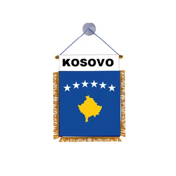 Ryte užsakymą 10x15cm dvigubus šonus, Kosovo valstybės vėliava namų langų klijuoti keistis vėliavos vimpelas reklama