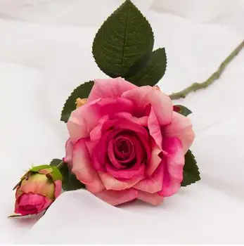 Ryškus Nekilnojamojo Touch Rose Spalvinga dirbtinio šilko Gėlių, vestuvių šalis dekoro 2 galvutės/puokštė aukštos kokybės