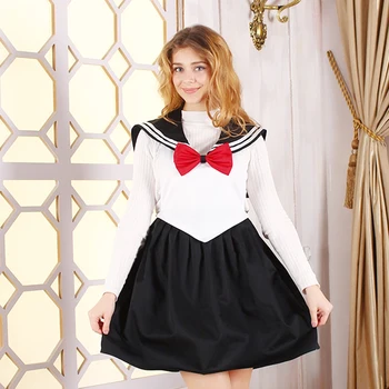 Rūmuose princesė saldus lolita Sailor Moon cos prijuostė sailor apykaklės aukštos juosmens viktorijos suknelė kawaii girl gothic lolita loli