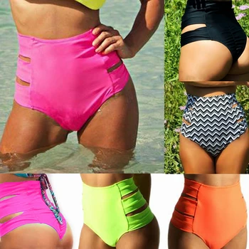 S-XL Didmeninė Aukšto Juosmens Moterų Bikini Bottom Šortai Elactic Moterų maudymosi Kostiumėliai, Dugnai 5 Spalvos Maudymosi Kostiumas, Paplūdimio Šortai Diržas