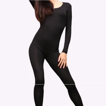 S-XL Plus Size O-kaklo Modalinis ilgomis Rankovėmis su Užtrauktuku Atvira Tarpkojo Bodysuit Moterų Rompers Bodycon Žiemos Jumpsuit Kūno Skulpturālā Kostiumas