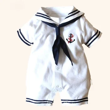 Sailor Apykaklės trumpomis rankovėmis Kūdikiui Berniukas Romper Jumpsuit