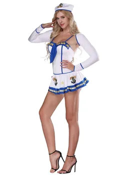 Sailor Kostiumas Moterims - Suaugusiųjų Sailor Roleplay Vienodas Seksualus Sailor Helovinas Kostiumas Kapitonas Suknelė
