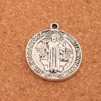 Saint St Benedict iš Nursia Globėjas Kryžiaus Medalis Žavesio Karoliukai Pakabukai 28x24.5mm 38PCS cinko lydinys L1647