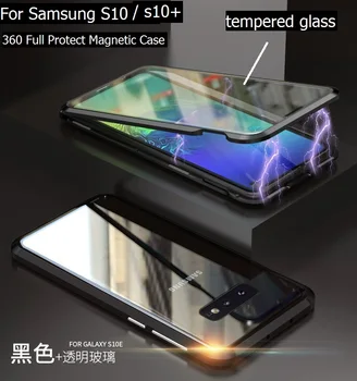 Samsung Galaxy S10 5G S8 S9 Plus 10 Pastaba 360 visas Magnetinio Adsorbcijos Atveju +pro 9 8 Grūdintas Stiklas priekinis, galinis Dangtelis Atveju