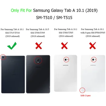 Samsung Galaxy Tab 10.1 Atveju 2019 T510 T515 Spausdinti PU Odos Stovo Dangtelis Su Ranka Turėtojui Samsung Tab 10.1 2019