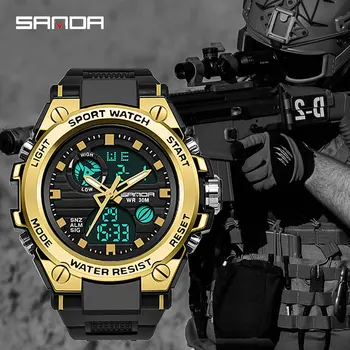 SANDA Prekės ženklo G Stiliaus Vyrų Skaitmeninis Žiūrėti Šoko Karinės Sporto Laikrodžiai Mados Vandeniui Elektroninis Laikrodis Mens 2020 Relogios
