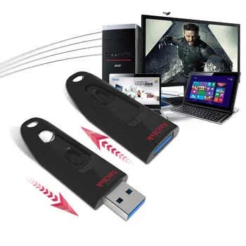 SanDisk Pendrive 64GB USB 3.0 Flash Drive 16GB 32GB 128GB 256 GB usb3.0 mini Pen Drives skaityti Sparta iki 100 MB/s USB Stick CZ48
