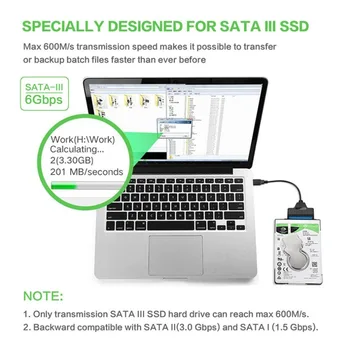 SATA USB Kabelio su Adapteriu SATA su USB3.0 Perduoti Duomenis Konverteris, Support 2.5