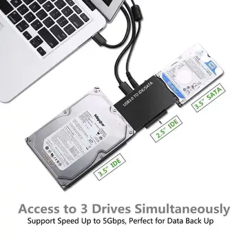 SATA į USB IDE Adapteris 3 in 1 SATA į USB 3.0 IDE Duomenų Konverteris 2.5 3.5 Optinis Diskas HDD SSD Su Maitinimo Kabelis