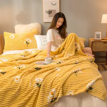 Saulėgrąžų antklodės mesti už sofos Geltonos Spalvos, Minkštas Šiltas Pledas Flanelė Ant Lovos mažas rankšluostį antklodė