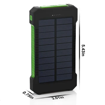 Saulės Energijos Banko 30000mAh Vandeniui Išorinė Baterija Powerbank Su LED Light Dual USB Poverbank 