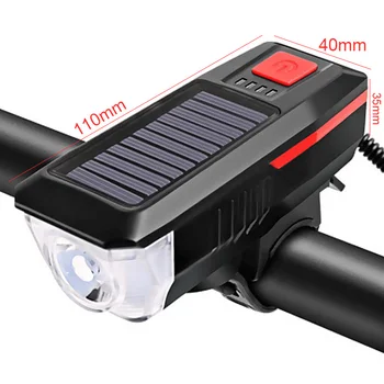 Saulės Energijos Dviračio Žibintas su Ragų T6 LED Kelių Kalnų Dviračių Priekinių žibintų USB Įkrovimo Žibintų 3 Rūšių Dviračių Žibintas