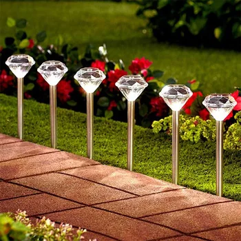Saulės šviesos diodų (LED) vejos lempa tiesiai polių diamond lempos lauko vandeniui garden park villa kelias kraštovaizdžio puošmena apšvietimas