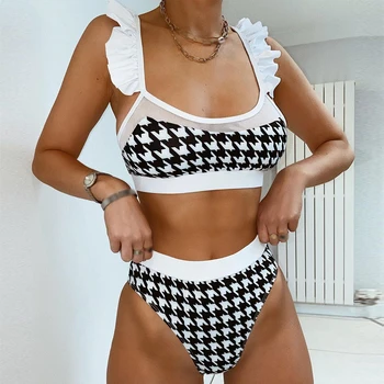 Seksualus raukiniai bikini 2020 naujas Bandeau brazilijos maudymosi kostiumėlį moterų Aukšto juosmens maudymosi kostiumėliai moterims, Push up derliaus maudymosi kostiumą biquini