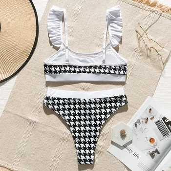 Seksualus raukiniai bikini 2020 naujas Bandeau brazilijos maudymosi kostiumėlį moterų Aukšto juosmens maudymosi kostiumėliai moterims, Push up derliaus maudymosi kostiumą biquini