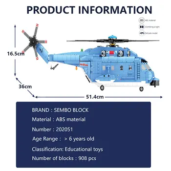 SEMBO Sraigtasparnis Kovotojas Blokai Modelis Karinės Miesto Kūrėjas Lėktuvo Armijos Pilotas Pav Plokštumos Žaislai Plytų Dovanos Vaikams