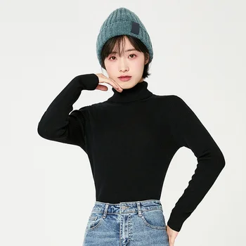 SEMIR Megztinis moterų 2020 m. rudens ir žiemos naujas šiltas, aukštos kaklo pagrindo džemperis moterims paprastas megztinis vientisų spalvų tendencijos