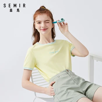 SEMIR Moterų trumpomis rankovėmis marškinėliai 2020 metų vasaros naujo kietųjų o kaklo tendencija laiškas spausdinti marškinėliai topai mielas moteris tee marškinėliai