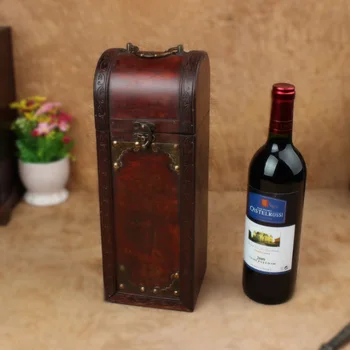 Senojo Stiliaus Vyno Saugojimo Dėžutė Medinė Laikymo Dėžutė Už vieną 1 vyno atveju, Dovanų Dėžutėje