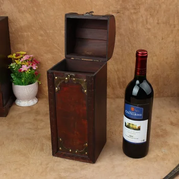 Senojo Stiliaus Vyno Saugojimo Dėžutė Medinė Laikymo Dėžutė Už vieną 1 vyno atveju, Dovanų Dėžutėje