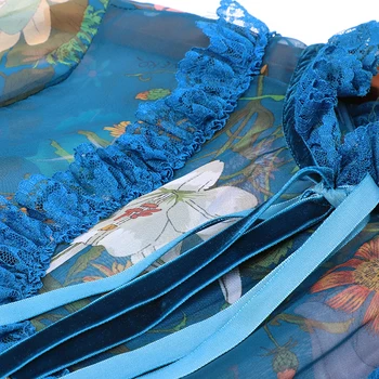 SEQINYY Midi Suknelė 2019 M. Vasarą Naujas Mados Dizaino Pusė Blyksnius Rankovės Gėlių Spausdinti Prarasti-line Atsitiktinis Mėlynos spalvos Šifono Suknelė