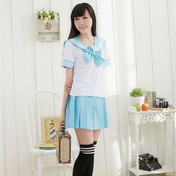 Sexy Anime Mokyklos Mergina Apatinis Trikotažas Vienodas Fantazijos Lolita Marškinėliai Palaidinė Top Mini Sijonas Fancy Dress Sailor Cosplay Kostiumas
