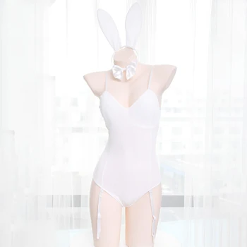 Sexy Bunny Rabbit Mergina Kostiumas Moteriška Moteris Cosplay Kostiumų Jumpsuit Roleplay Apatinis Trikotažas Bodysuit Aksomo, Trikotažo Katė Moters Kostiumas