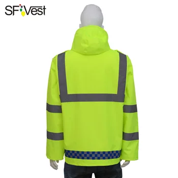 SFVest Didelio Matomumo Fluorescencinės Geltonos Spalvos Šviesą Atspindinčios Rainwear Kostiumas Šviesos Saugos Lietpaltis