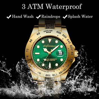Shifenmei Laikrodžiai Mens Aukso Prabangos Prekės Lydinio Kvarcinis Laikrodis 3 ATM atsparus Vandeniui Žiūrėti su Watchband Ajuster Pardavimo