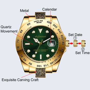 Shifenmei Laikrodžiai Mens Aukso Prabangos Prekės Lydinio Kvarcinis Laikrodis 3 ATM atsparus Vandeniui Žiūrėti su Watchband Ajuster Pardavimo
