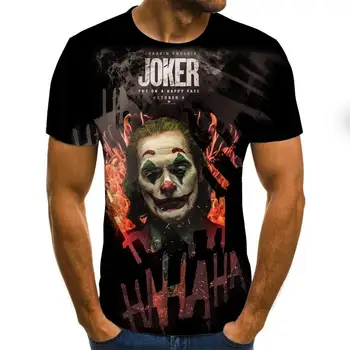 Siaubo klounas, vyriški T-shirt juokingas klounas, veido viršūnes 3D atspausdintas Cool mados trumparankoviai marškinėliai Joker Drabužių streetwear