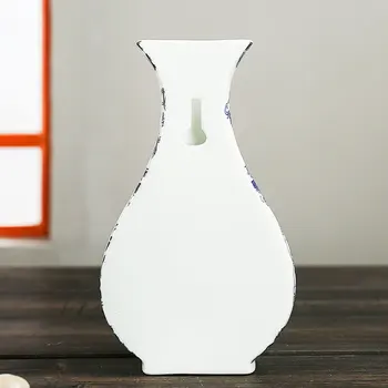 Sieniniai keramikos vaza derliaus namo apdaila, namo senovinis Kinų tradicinė juoda ir balta porcelianinė vaza mėlyna ir balta