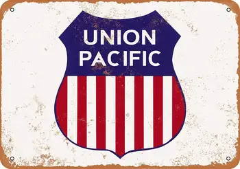 Sienos-Spalva 8 x 12 Metalo Ženklas - Union Pacific Railroad - Derliaus Išvaizdą Reprodukcijai
