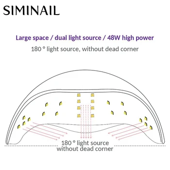 SIMINAIL UV LED Nagų Lempa 48w 2 Rankas, Džiovinimo, Vytinimo JAV Plug AS su skystųjų KRISTALŲ Ekranas Nails Art Grožio 405nm Lampara UV
