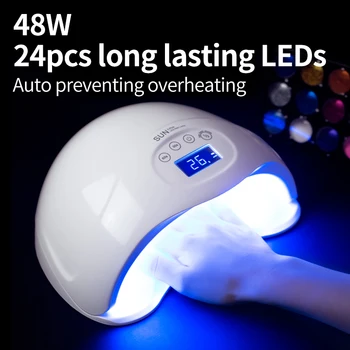 SIMINAIL UV LED Nagų Lempa 48w 2 Rankas, Džiovinimo, Vytinimo JAV Plug AS su skystųjų KRISTALŲ Ekranas Nails Art Grožio 405nm Lampara UV