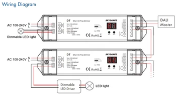 Simistorių DALI Dimeris 110V, 220V, 230V AC 1 Kanalo 1.2 288W Skaitmeninis Ekranas LED Lempos Halogeninės Lemputės DT DALI AC Simistorių LED Dimmer
